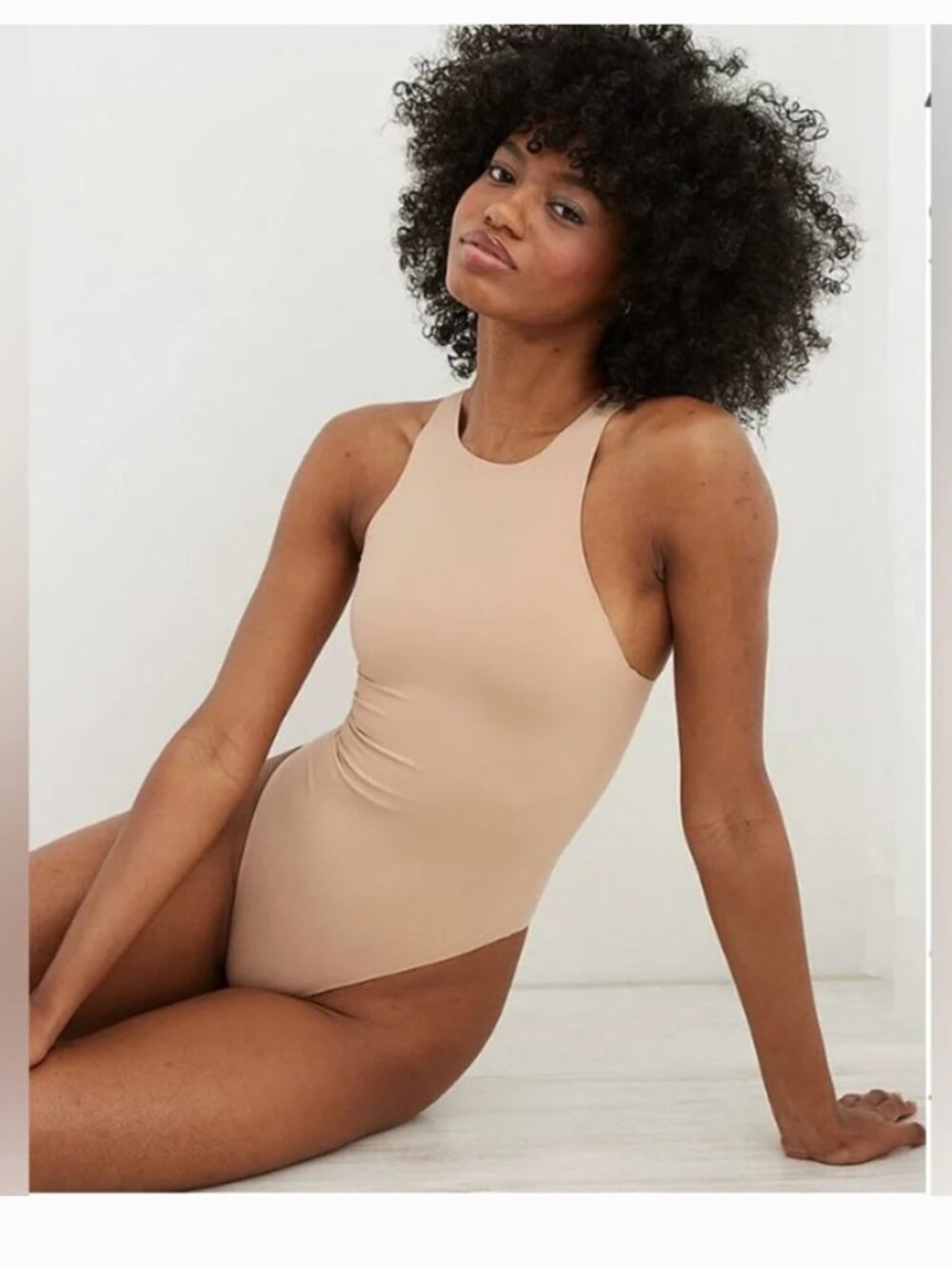 Aerie Smoothez  High Neck Racerback Bodysuit XXL Tan